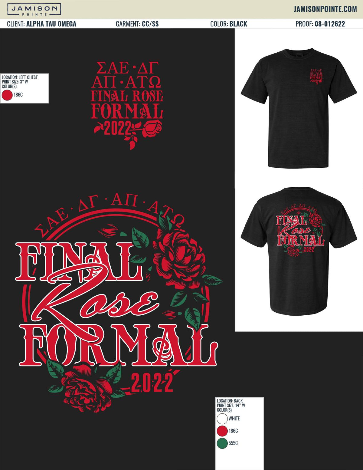 Alpha Tau Omega University of Nebraska-Lincoln Final Rose Formal T-Shirt