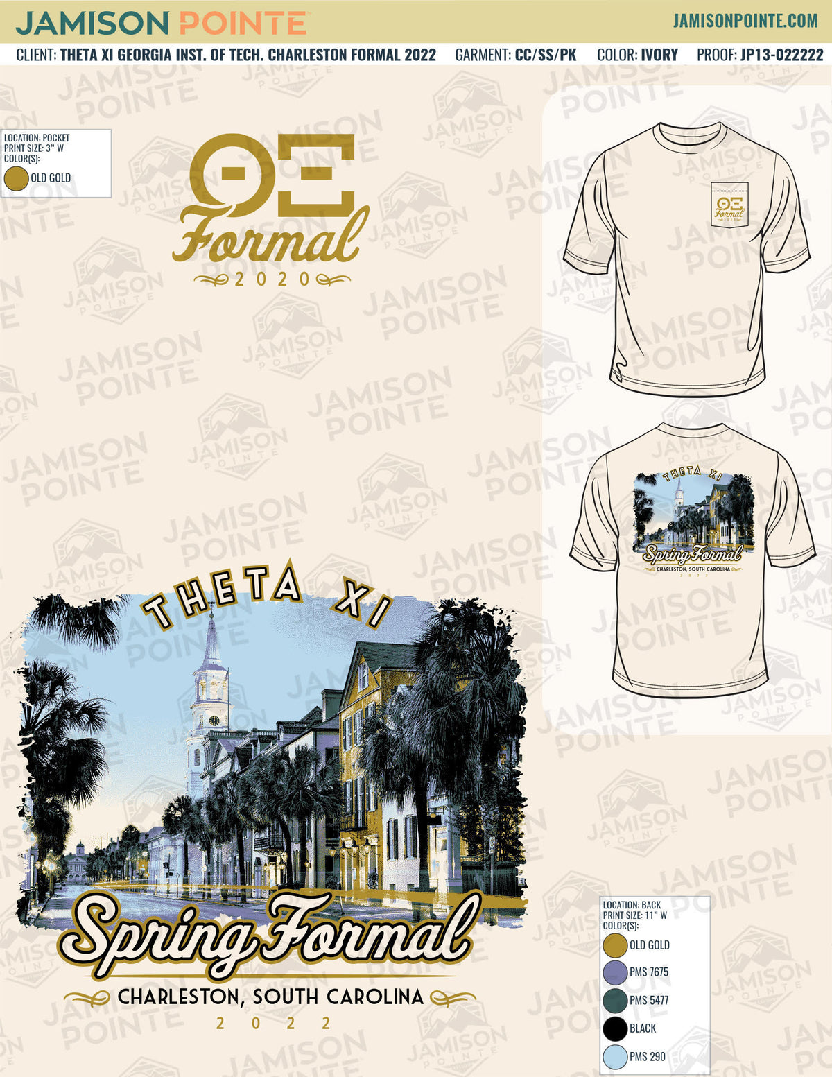 Theta Xi Georgia Institute of Technology Charleston Formal T-Shirt