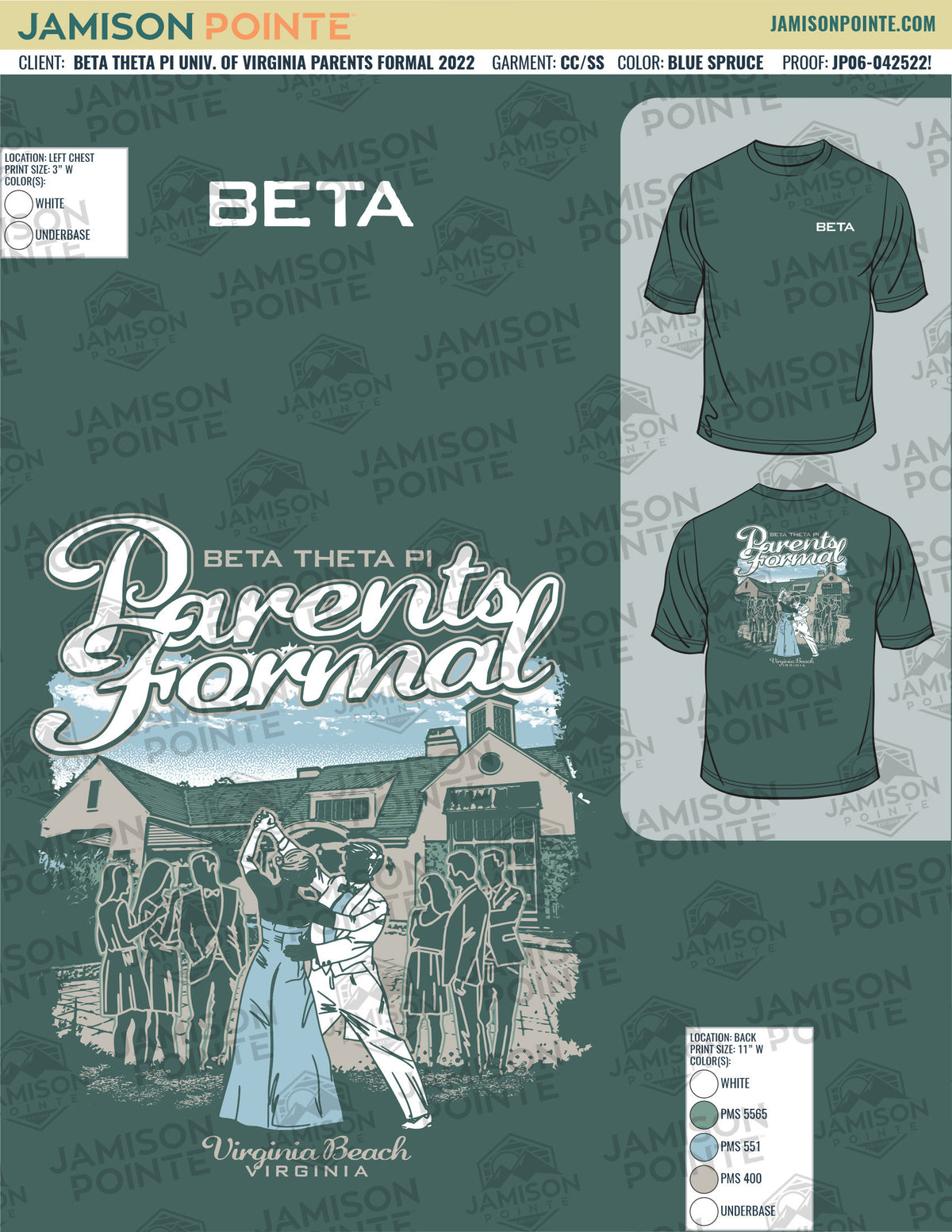 Beta Theta Pi University of Virginia Parents Formal T-Shirt