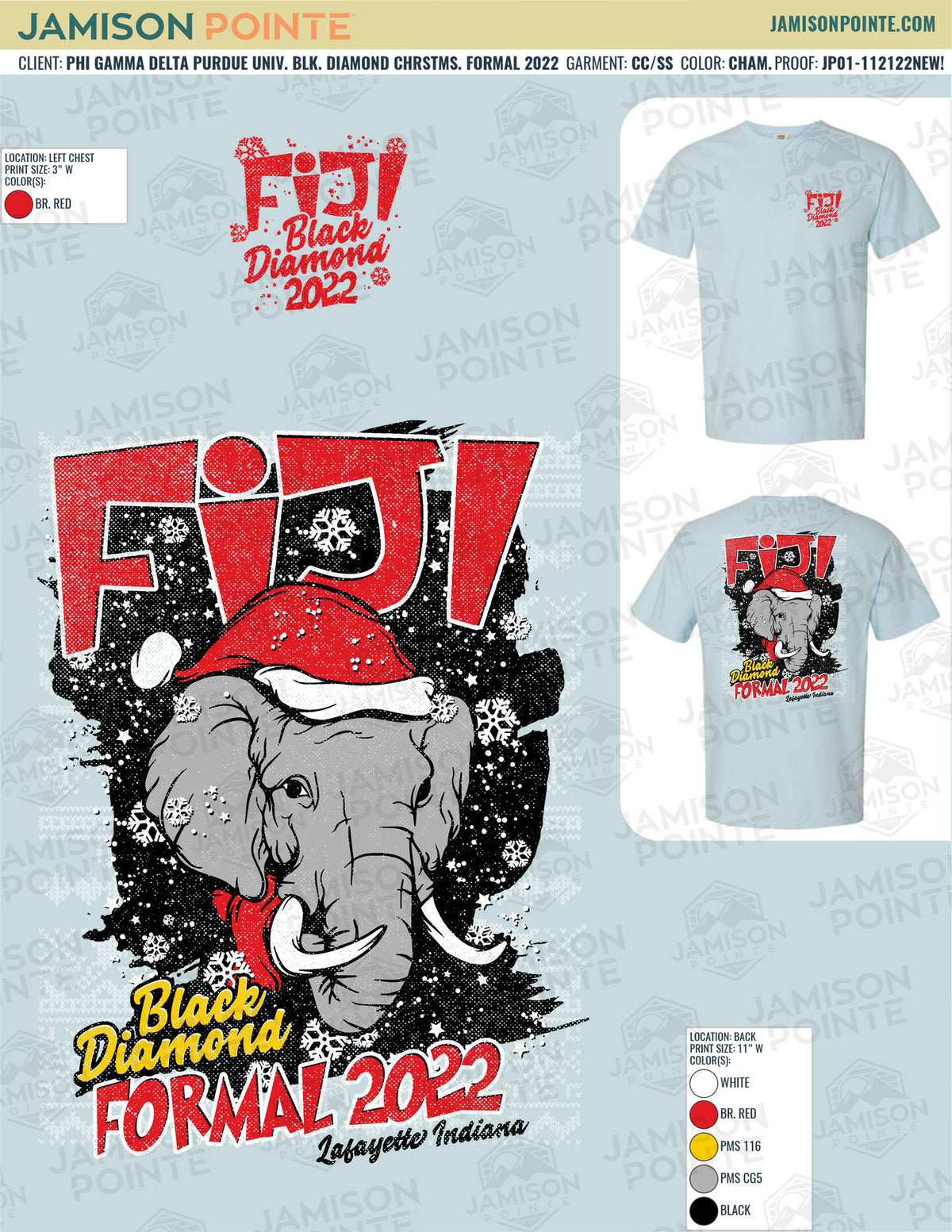 Phi Gamma Delta Purdue University Black Diamond Christmas Formal T-Shirt