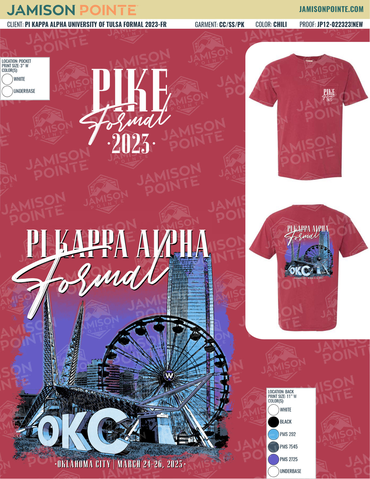 Pi Kappa Alpha University of Tulsa Formal T-Shirt