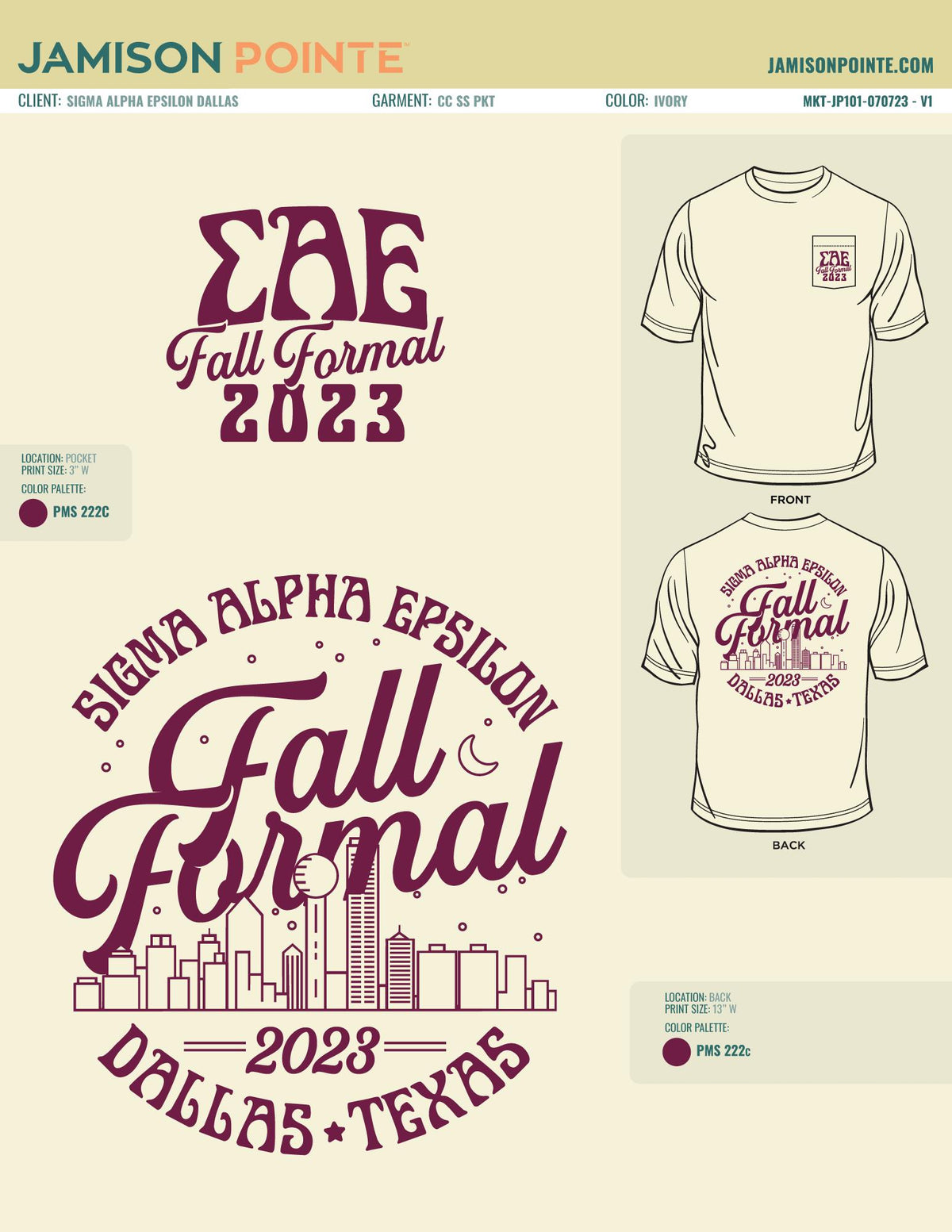 Sigma Alpha Epsilon Dallas Fall Formal T-Shirt