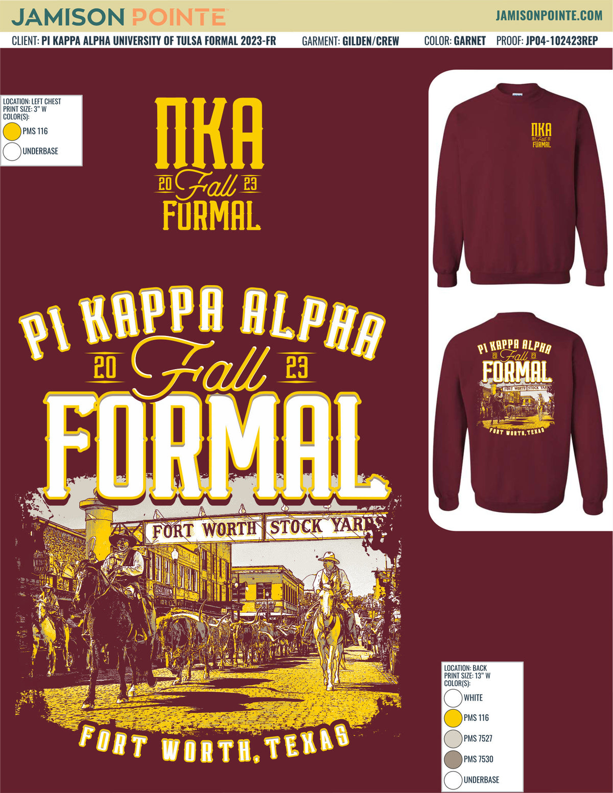 Pi Kappa Alpha University of Tulsa Formal T-Shirt