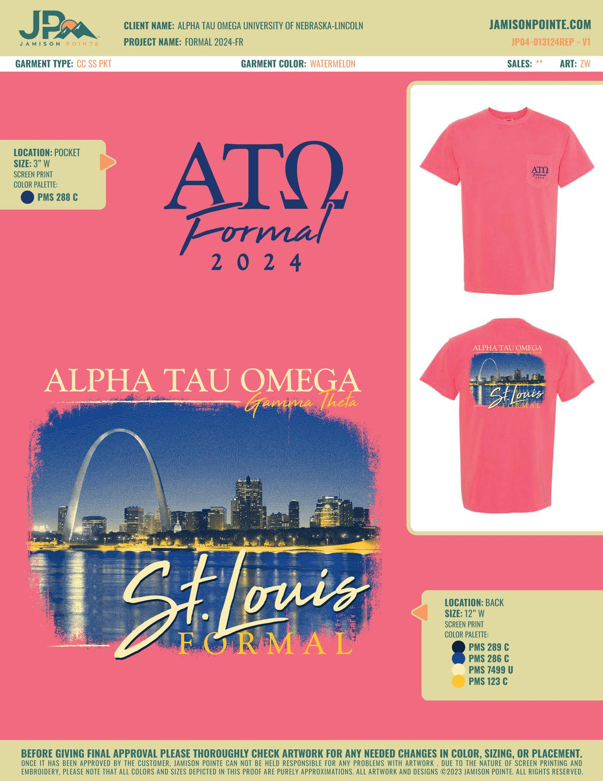 Alpha Tau Omega University of Nebraska-Lincoln Formal T-Shirt
