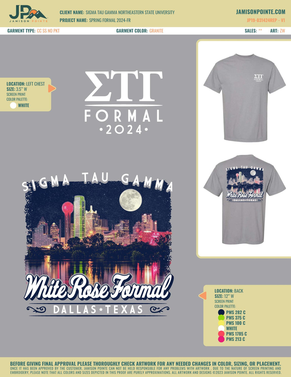 Sigma Tau Gamma Northeastern State University Spring Formal T-Shirt
