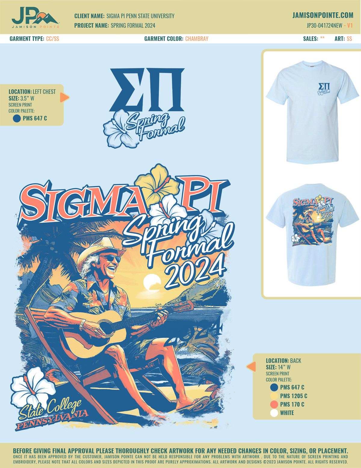 Sigma Pi Penn State University Spring Formal T-Shirt