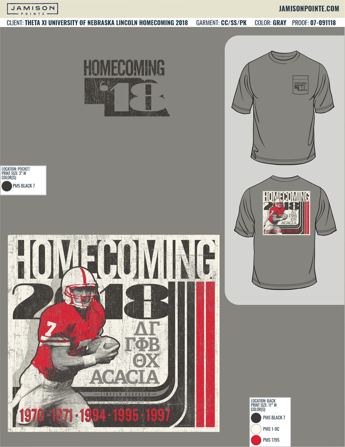 Theta Xi University of Nebraska Lincoln Homecoming T-Shirt