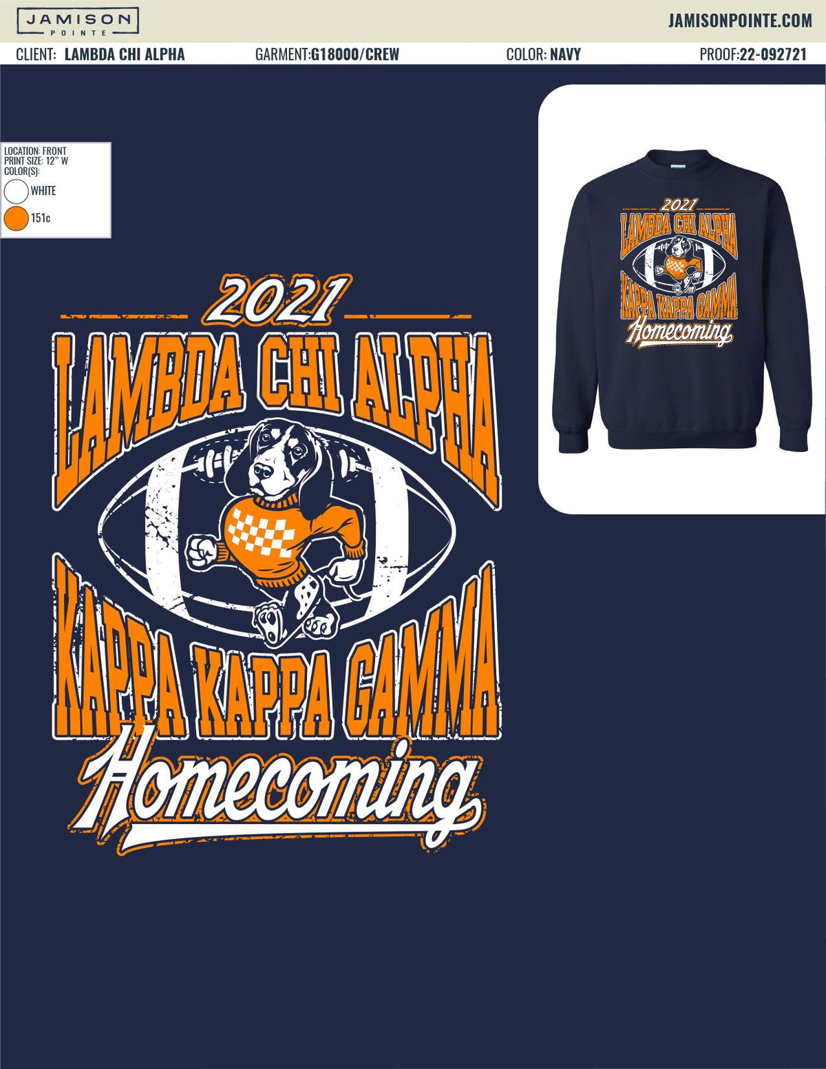 Lambda Chi Alpha University of Tennessee Knoxville Homecoming T-Shirt