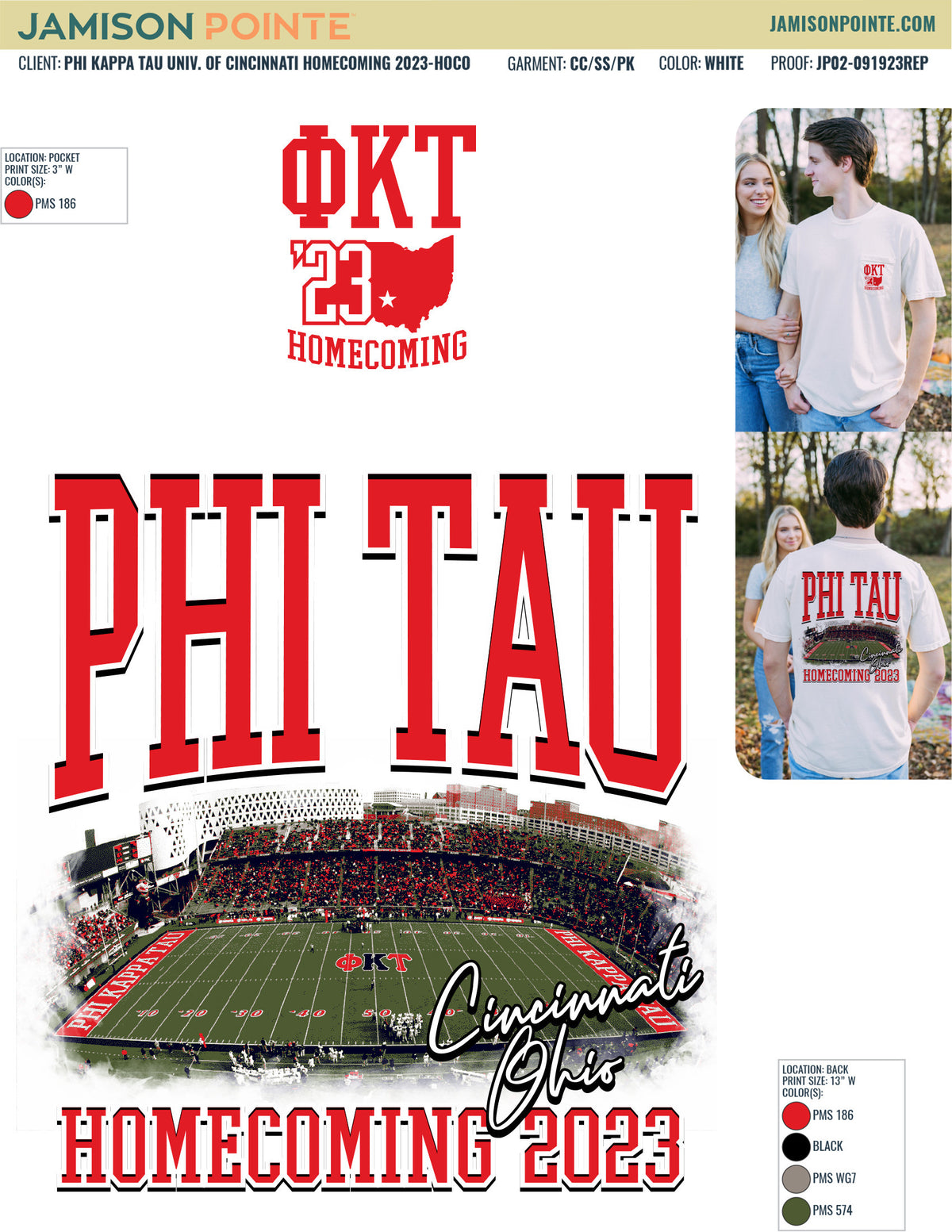 Phi Kappa Tau University of Cincinnati Homecoming T-Shirt