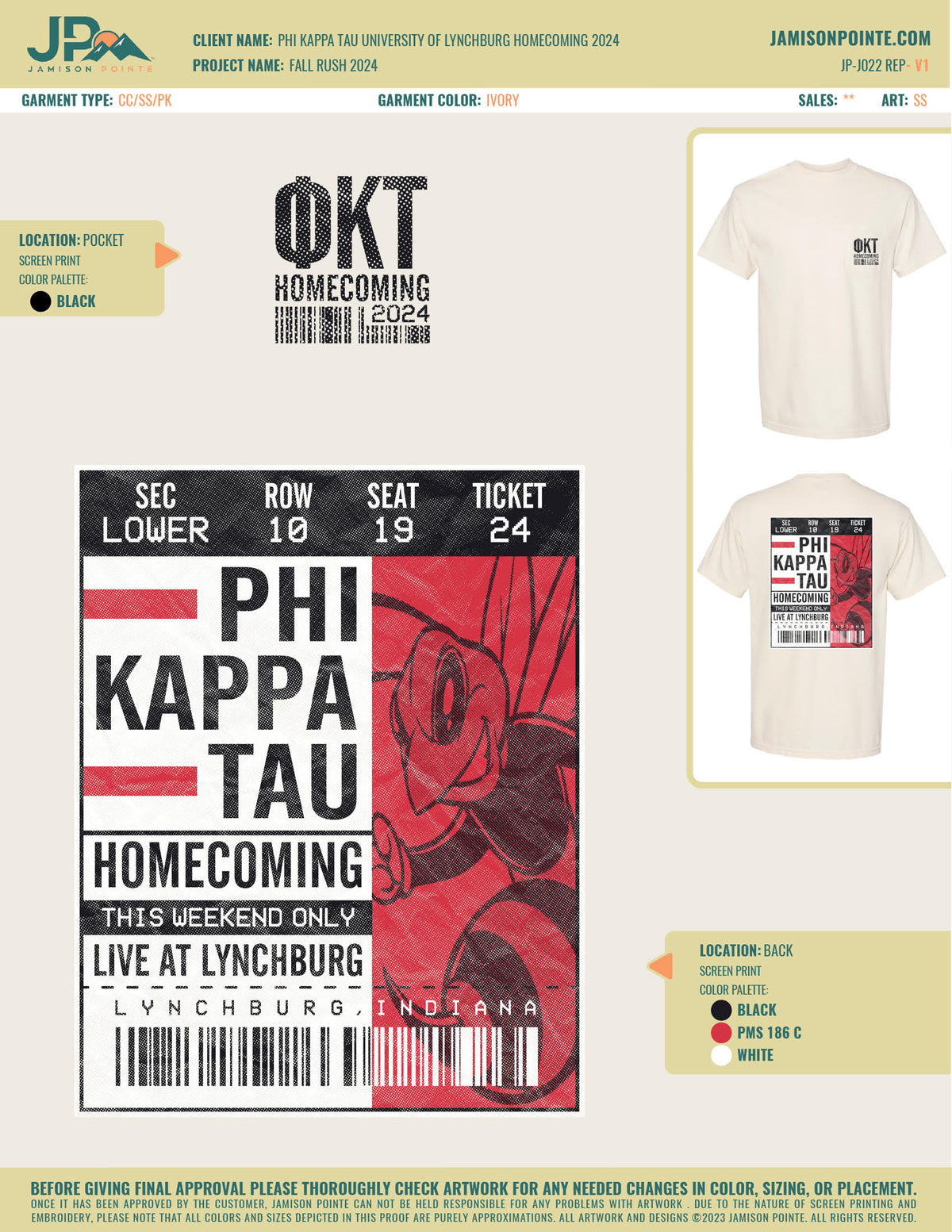 Phi Kappa Tau University of Lynchburg Homecoming T-Shirt