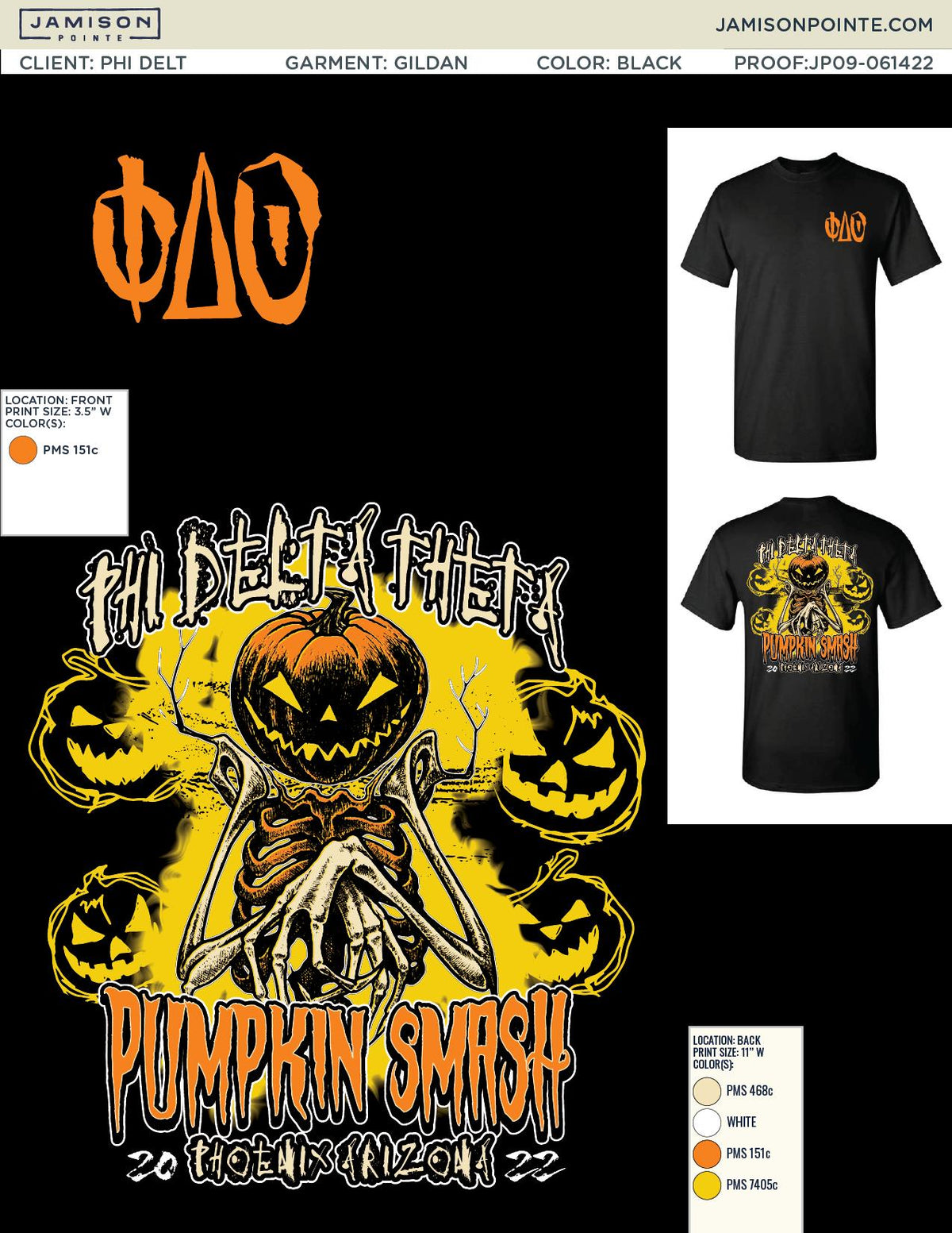 Phi Delta Theta Arizona State University Pumpkin Smash T-Shirt