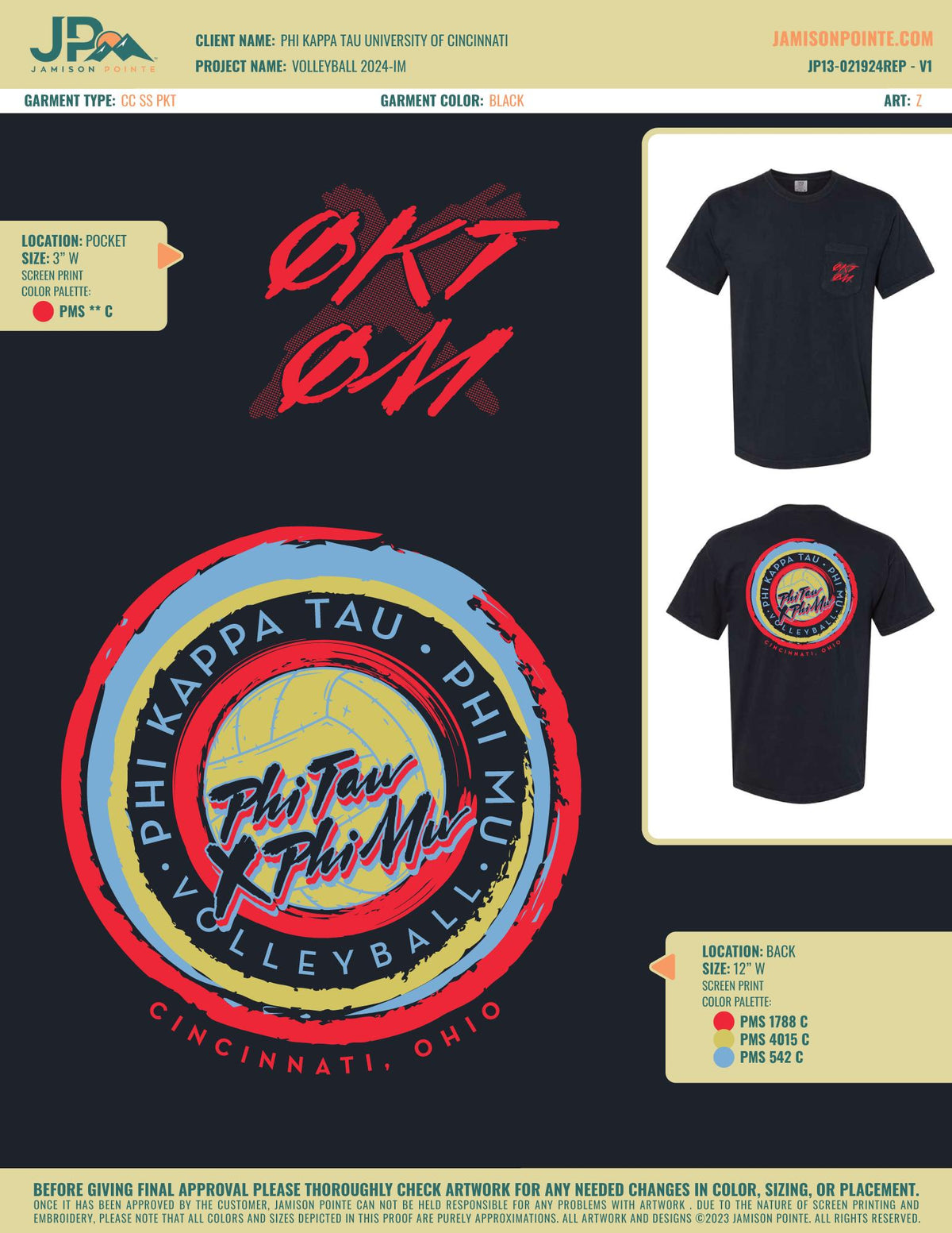 Phi Kappa Tau University of Cincinnati Volleyball T-Shirt