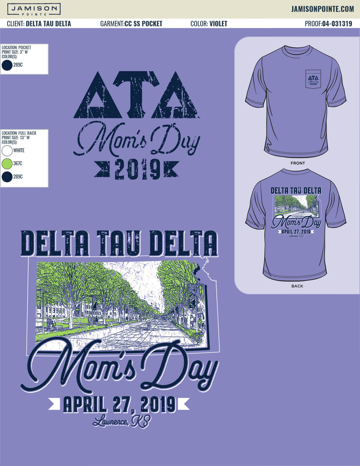 Delta Tau Delta University of Kansas Moms Day T-Shirt