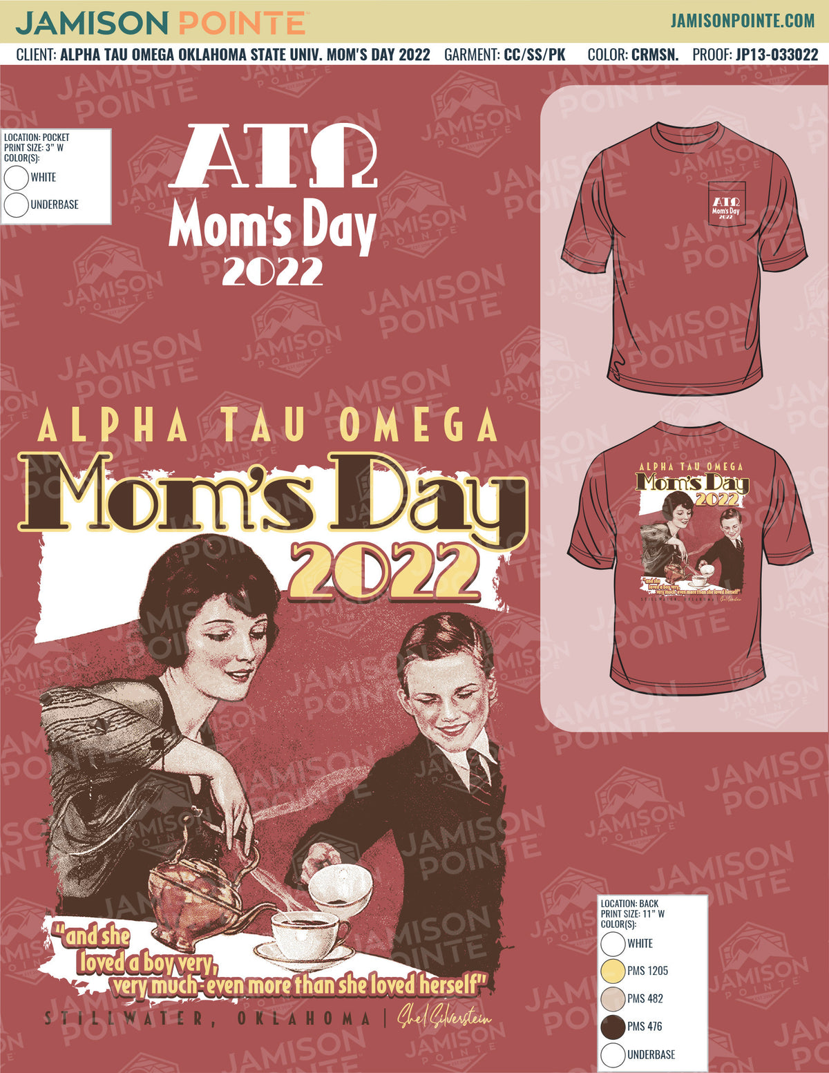 Alpha Tau Omega Oklahoma State University Mom&#39;s Day T-Shirt