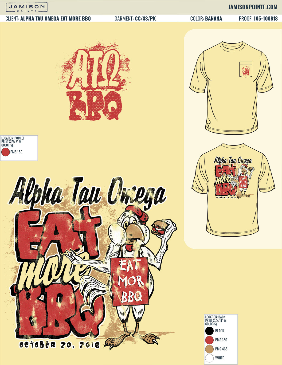 Alpha Tau Omega Eat More BBQ T-Shirt