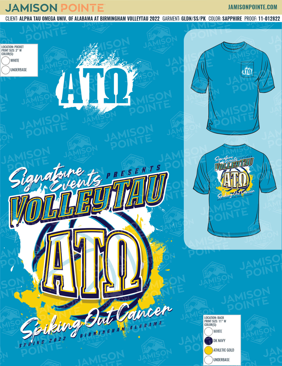 Alpha Tau Omega University of Alabama at Birmingham VolleyTau T-Shirt