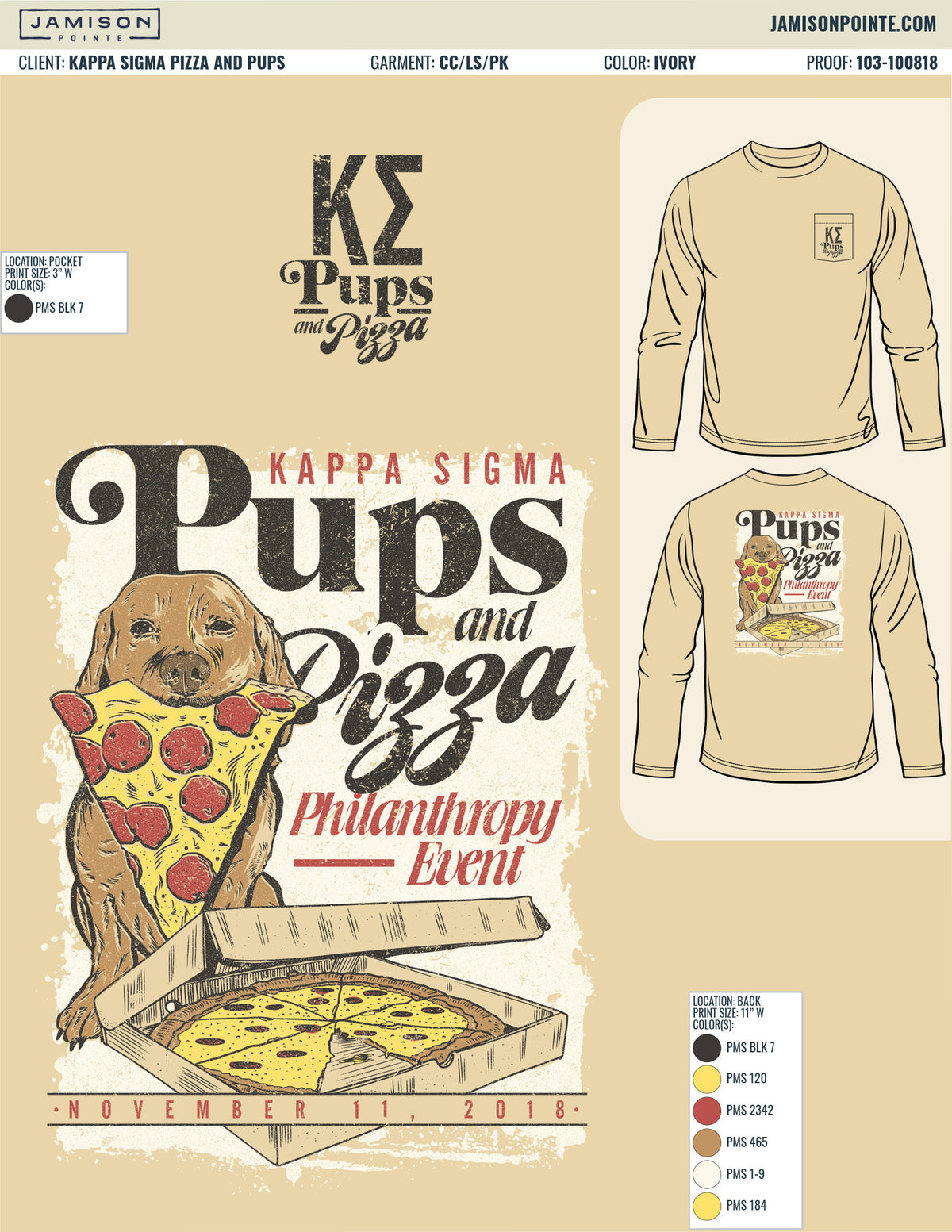 Kappa Sigma Pizza and Pups T-Shirt