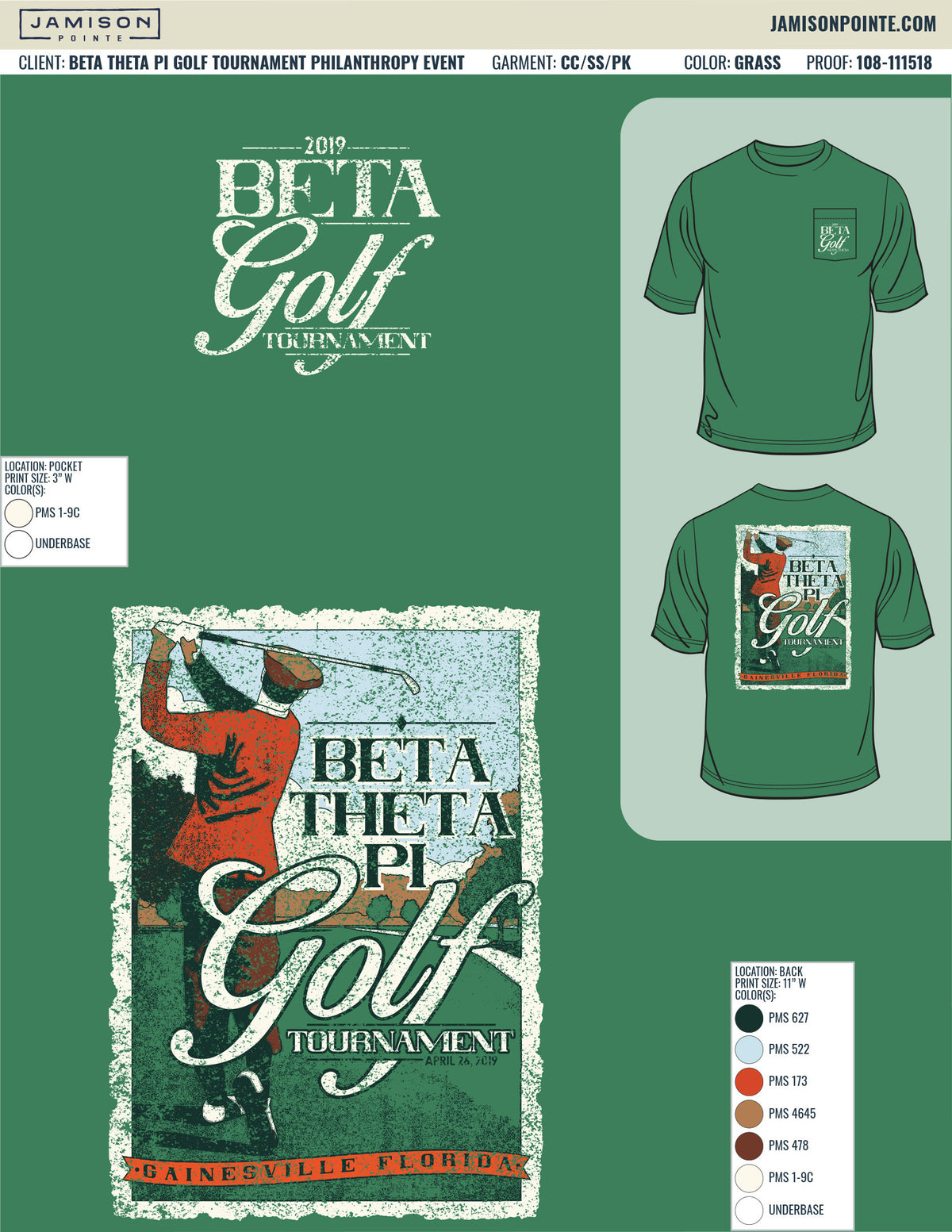Beta Theta Pi Golf Tournament Philanthropy Event T-Shirt