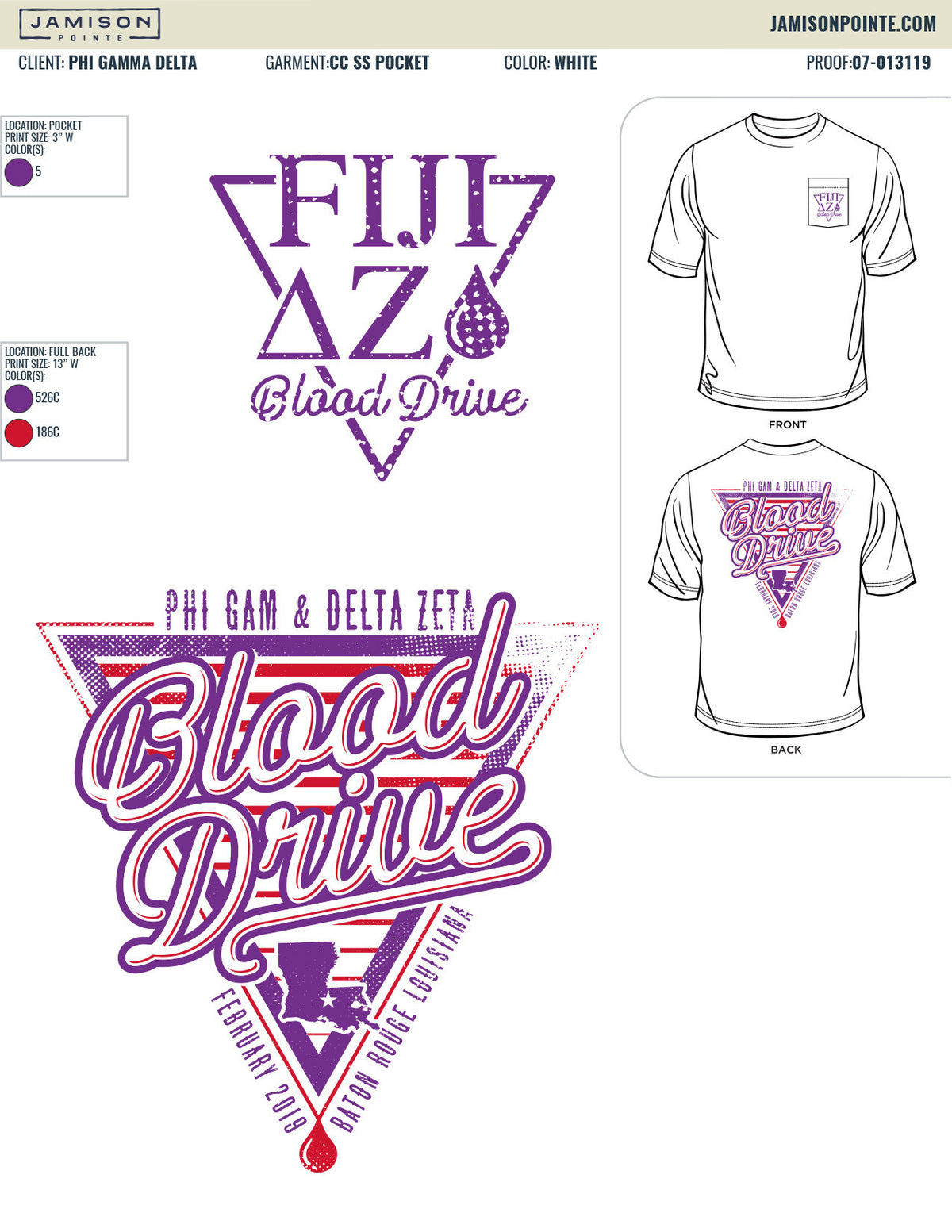 Phi Gamma Delta Louisiana State University Blood Drive T-Shirt