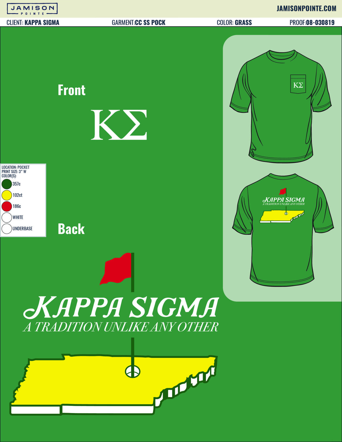 Kappa Sigma Tennessee Tech University Golf T-Shirt