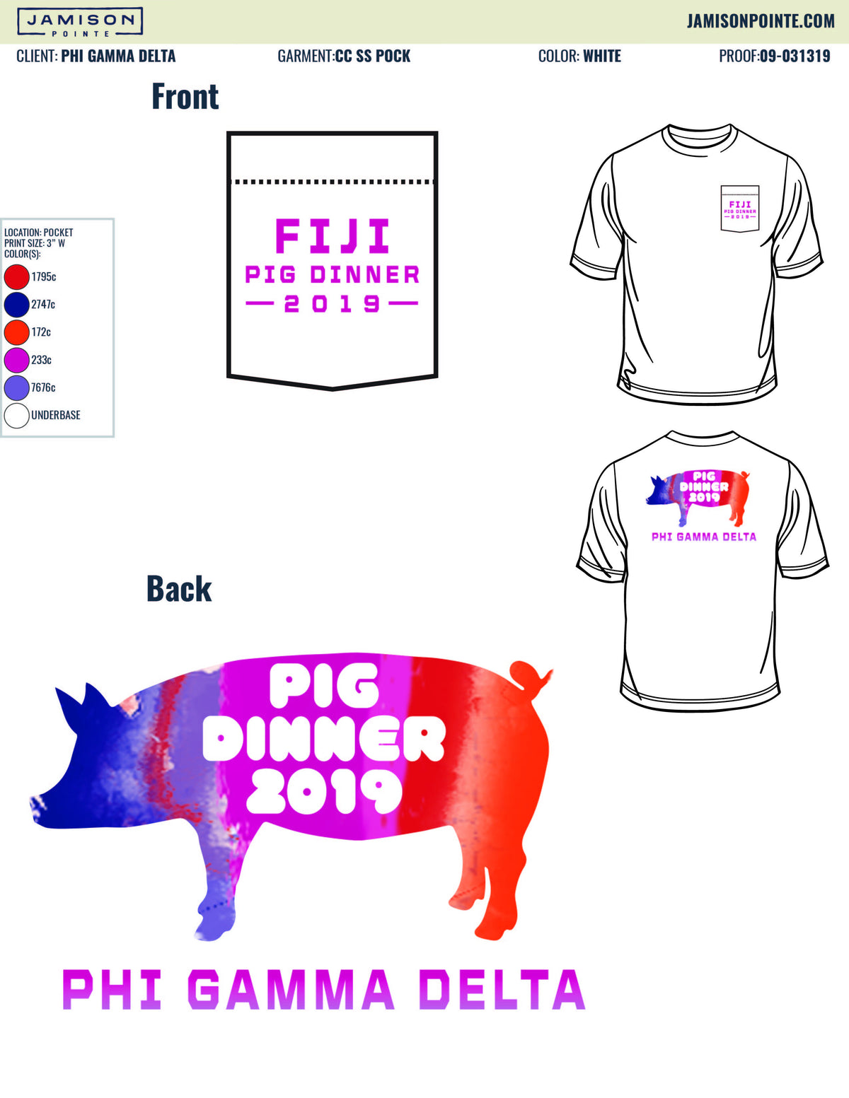Phi Gamma Delta James Madison University Pig Dinner T-Shirt