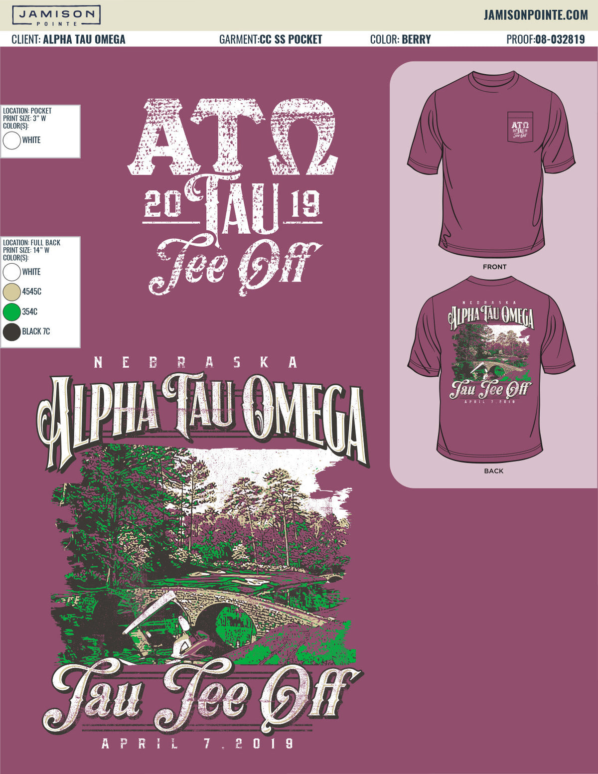 Alpha Tau Omega University of Nebraska Lincoln Golf T-Shirt