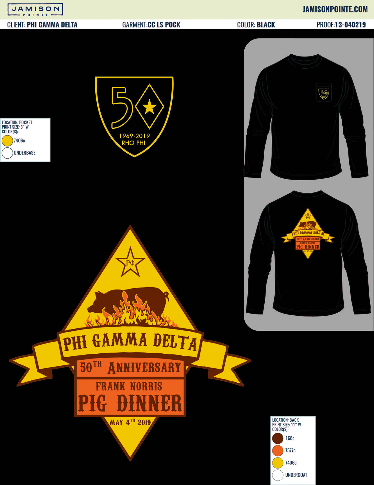 Phi Gamma Delta Rose-Hulman Institute of Technology Pig Dinner T-Shirt