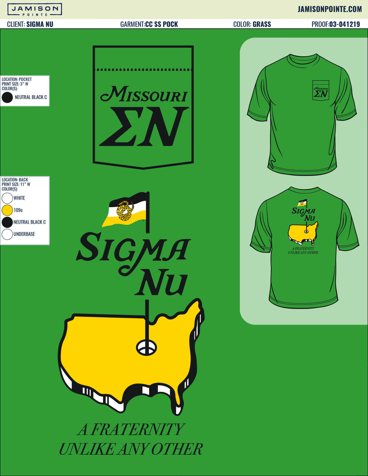 Sigma Nu University of Missouri Golf T-Shirt