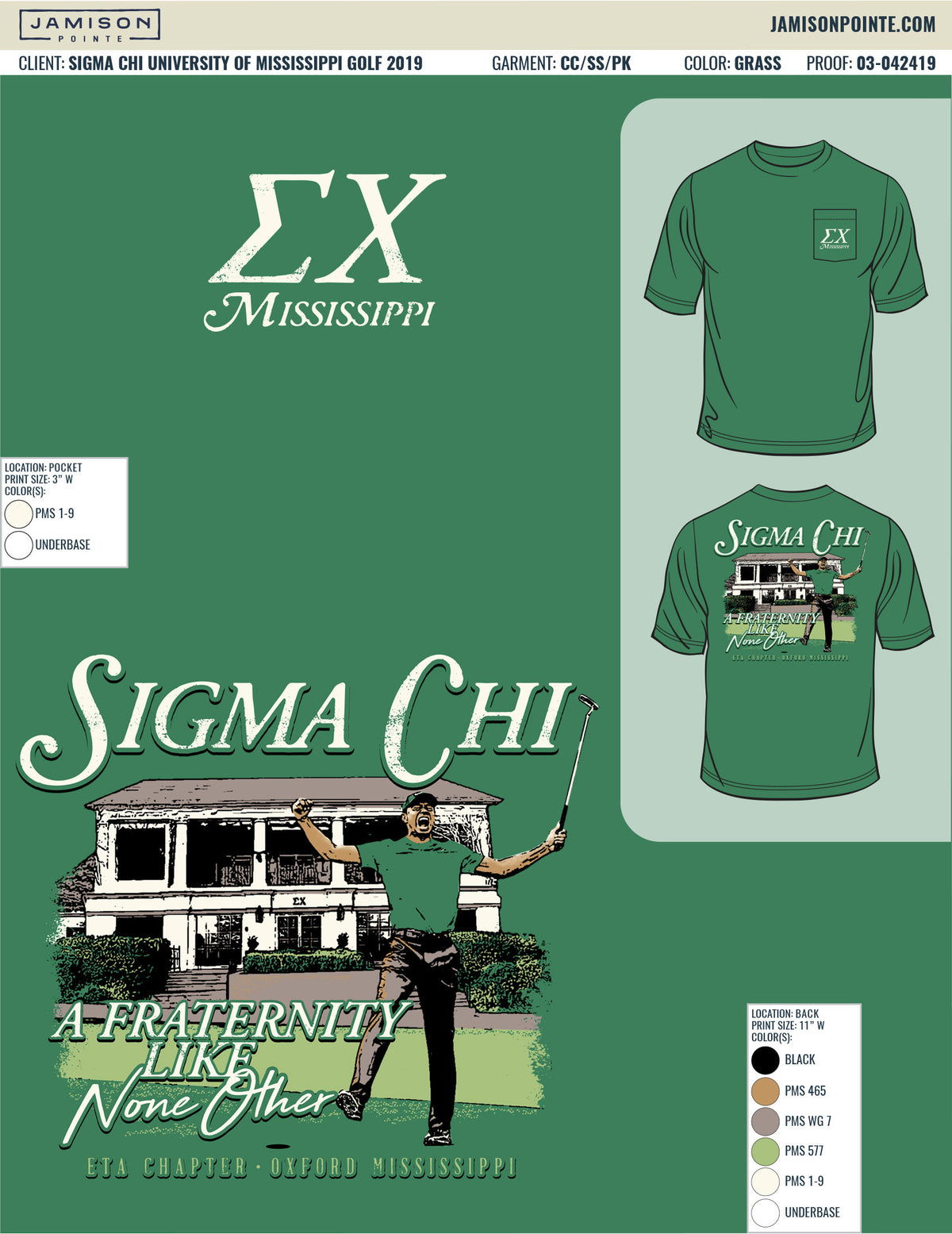 Sigma Chi University of Mississippi Golf T-Shirt