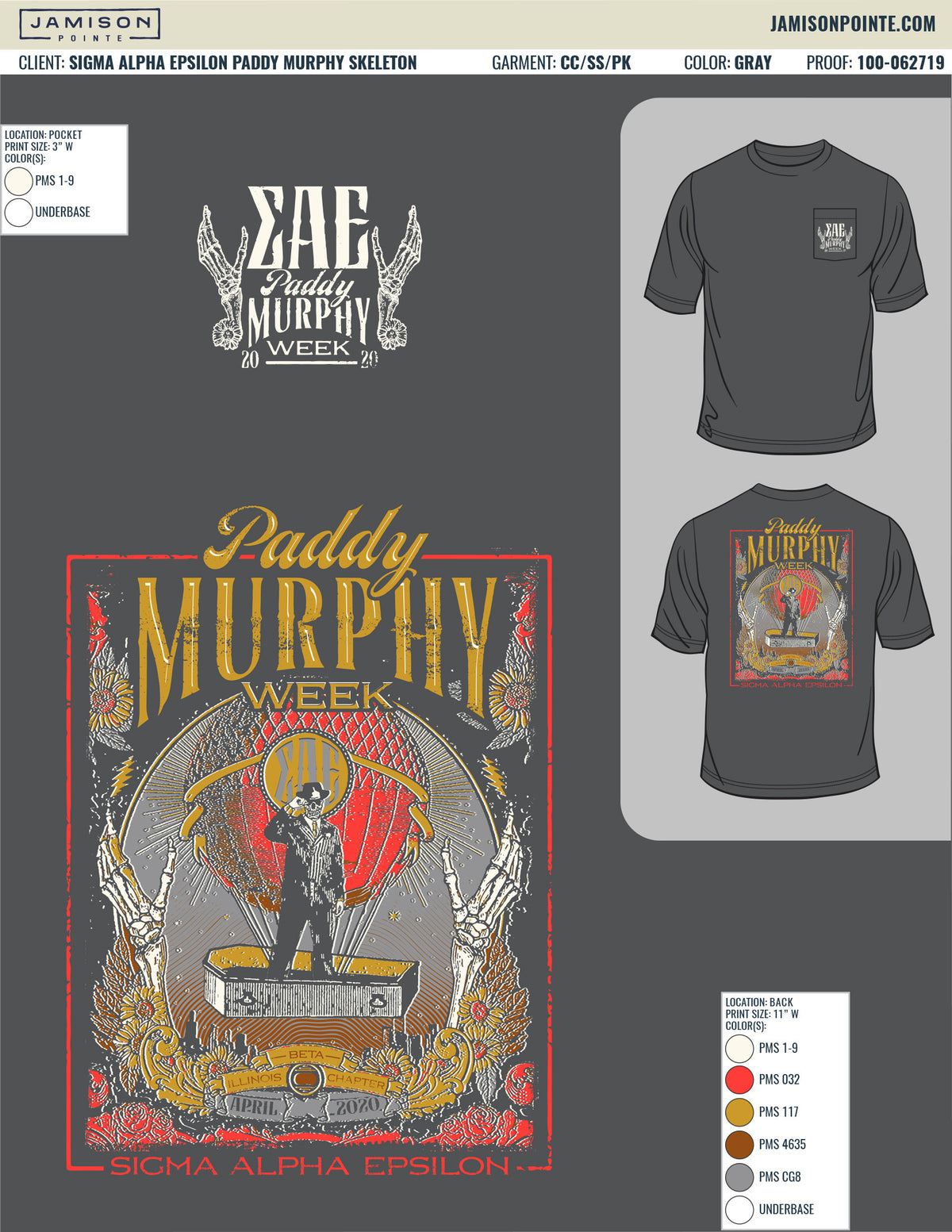 Sigma Alpha Epsilon Paddy Murphy Skeleton T-Shirt
