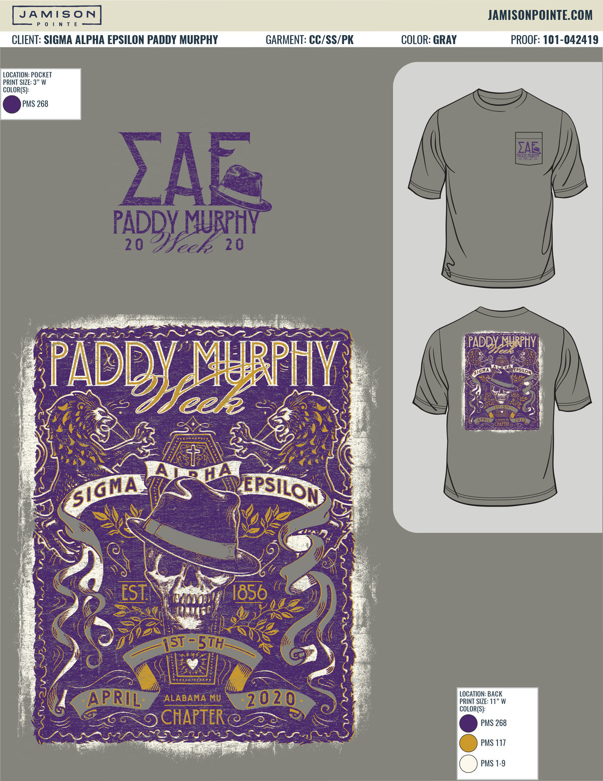 Sigma Alpha Epsilon Paddy Murphy Skeleton T-Shirt
