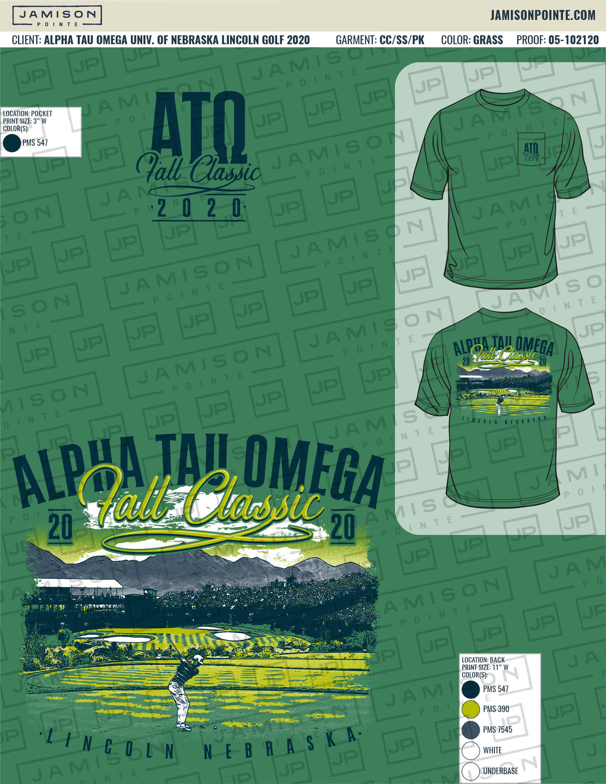 Alpha Tau Omega University of Nebraska Lincoln Golf T-Shirt