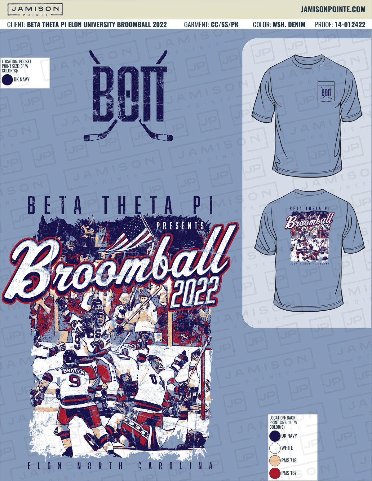 Beta Theta Pi Elon University Broomball T-Shirt