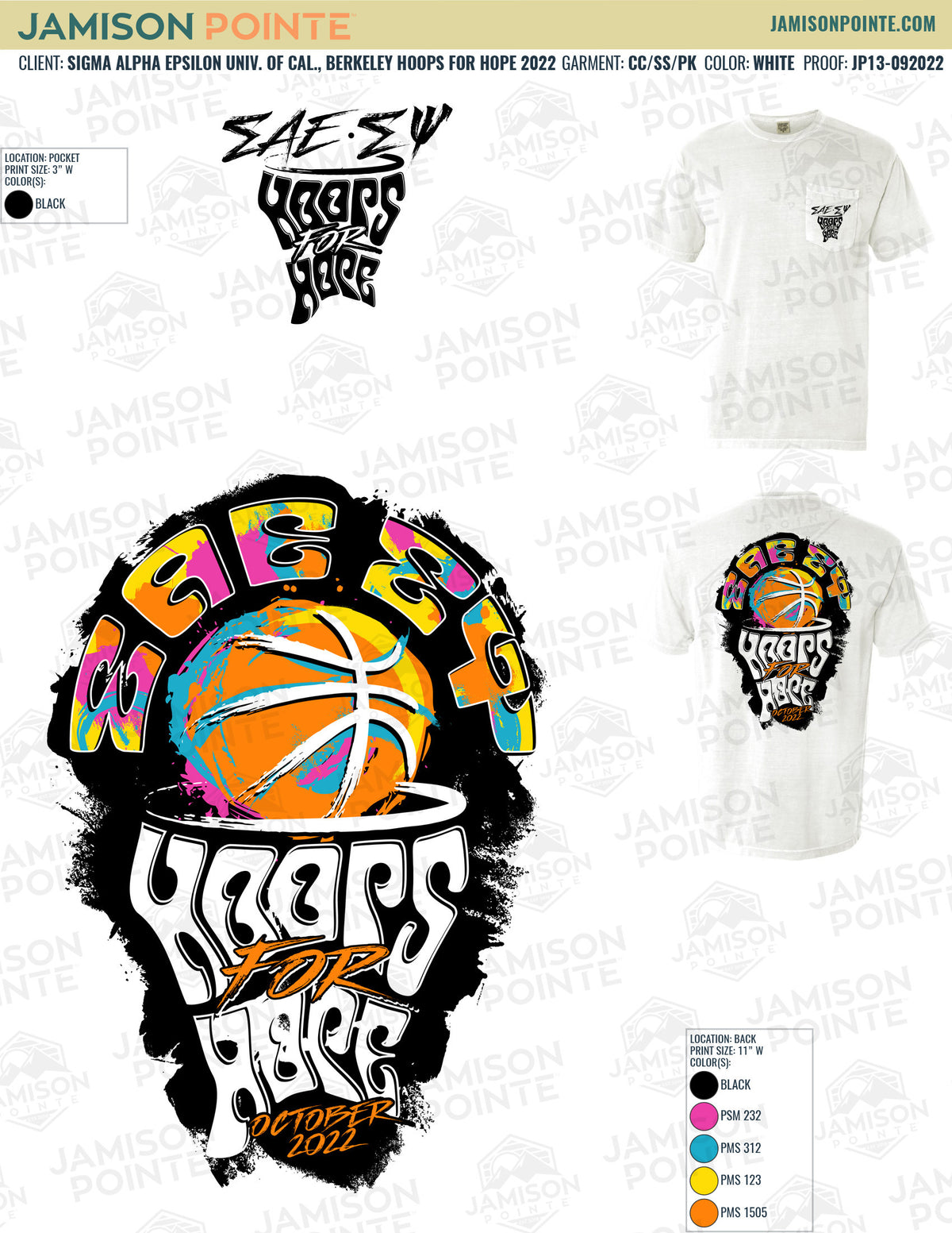 Sigma Alpha Epsilon University of California Berkeley Hoops for Hope T-Shirt