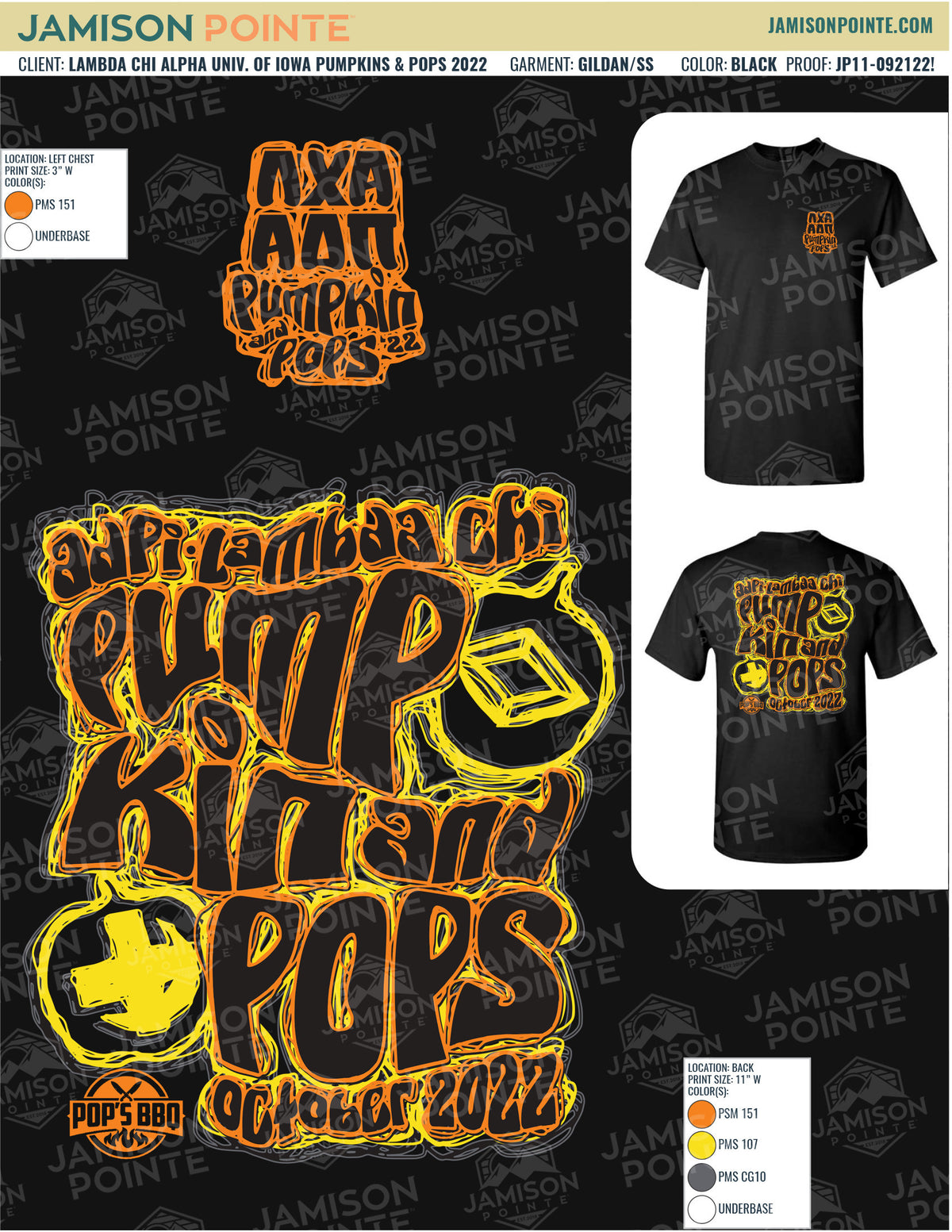 Lambda Chi Alpha University of Iowa Pumpkins and Pops T-Shirt