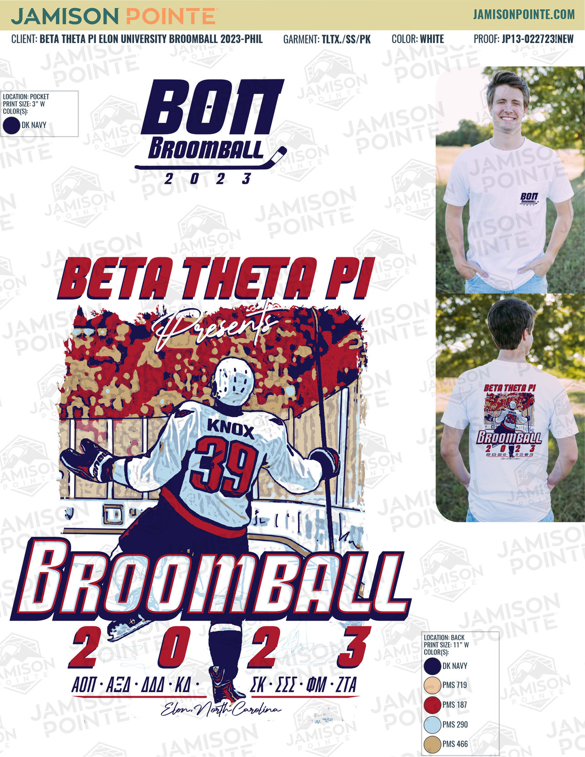 Beta Theta Pi Elon University Broomball T-Shirt