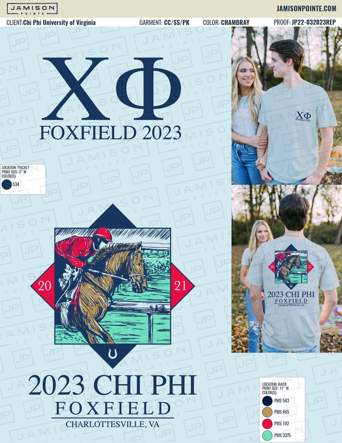 Chi Phi University of Virginia Foxfield T-Shirt