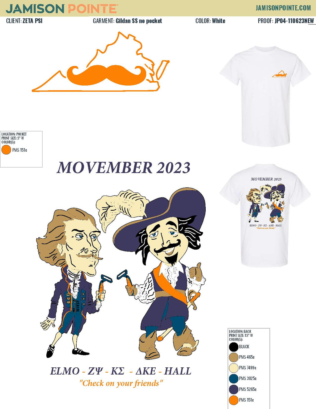 Zeta Psi University of Virginia Movember T-Shirt