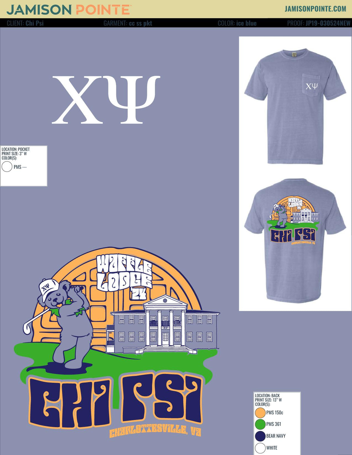 Chi Psi University of Virginia Waffle Lodge Philanthropy T-Shirt