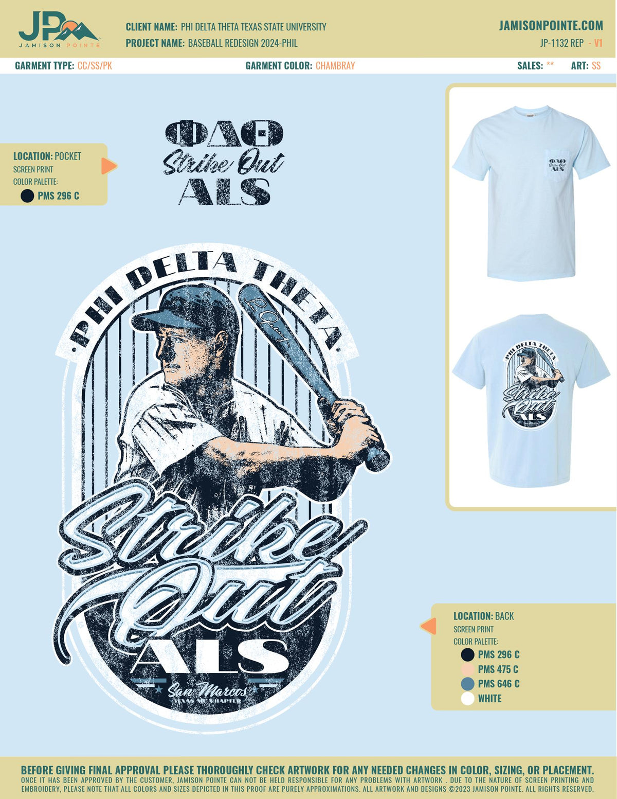Phi Delta Theta Texas State University Baseball T-Shirt