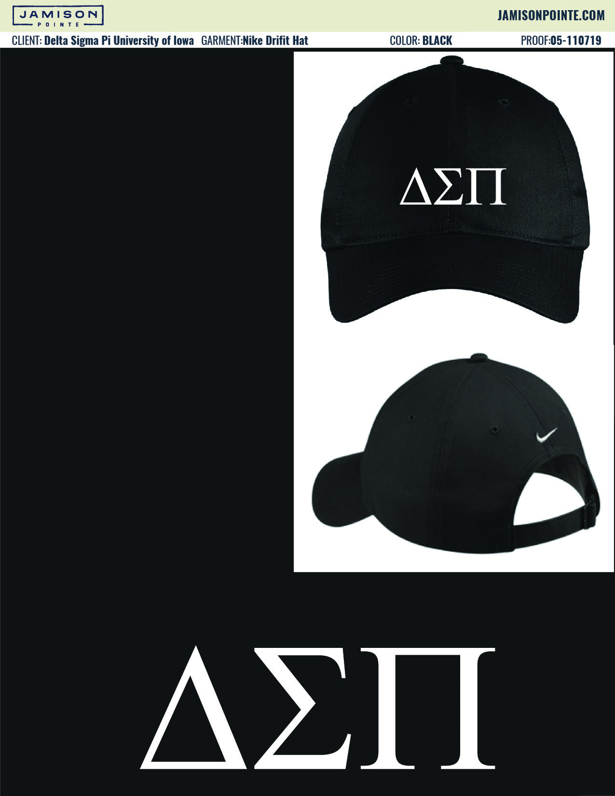 Delta Sigma Pi University of Iowa Nike Hat