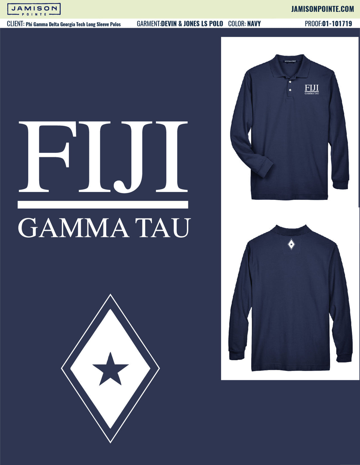 Phi Gamma Delta Georgia Tech Long Sleeve Polos