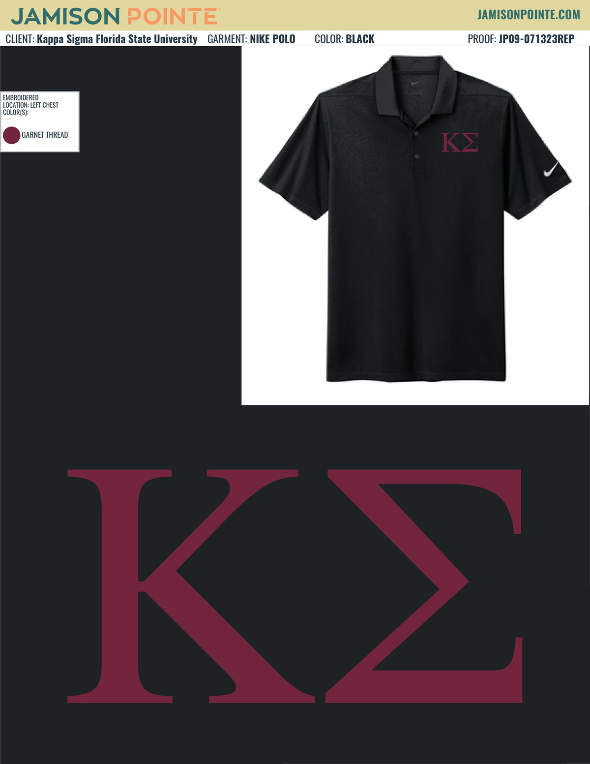 Kappa Sigma Florida State University Fall Polos