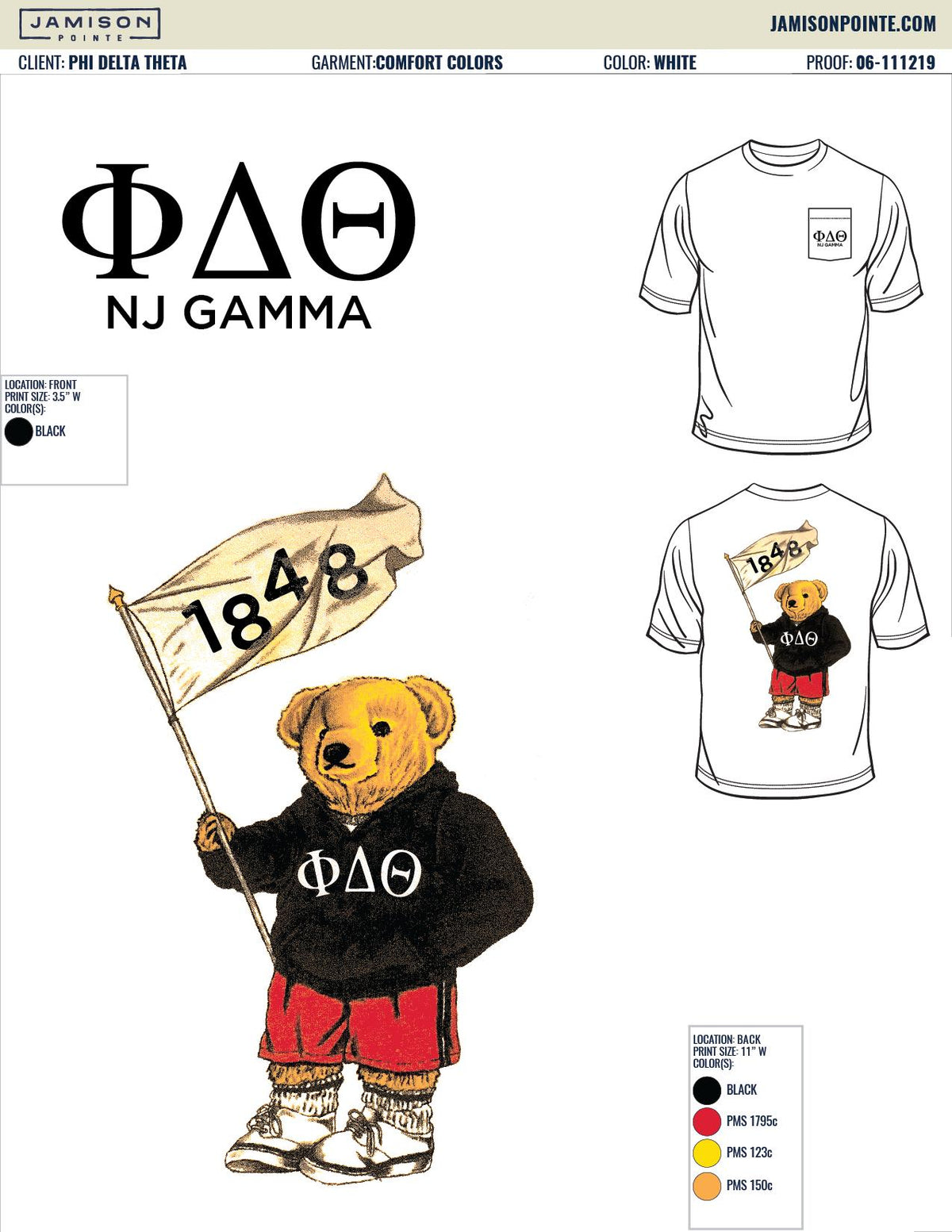 Phi Delta Theta Seton Hall University Bear T-Shirt