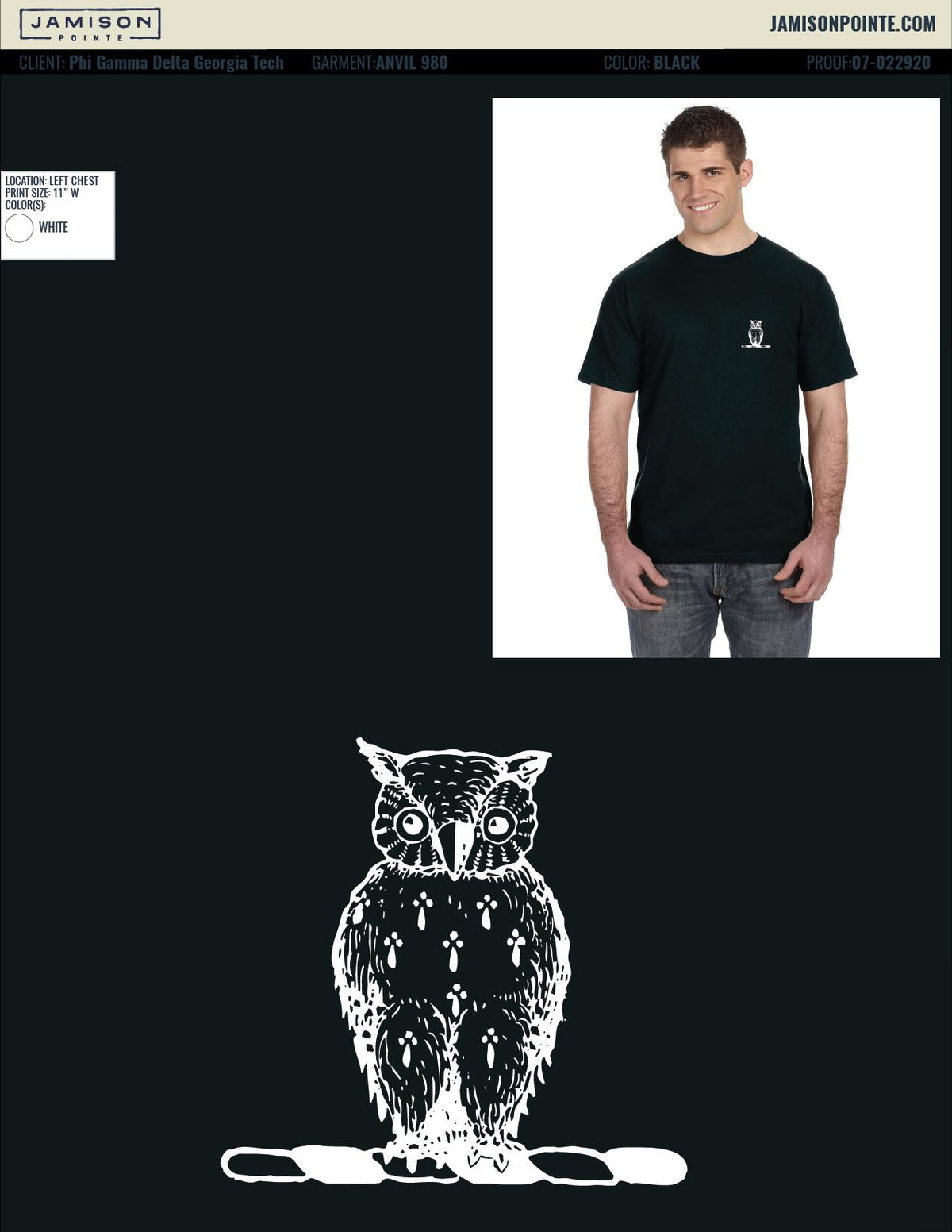 Phi Gamma Delta Georgia Tech Classic Owl T-Shirt