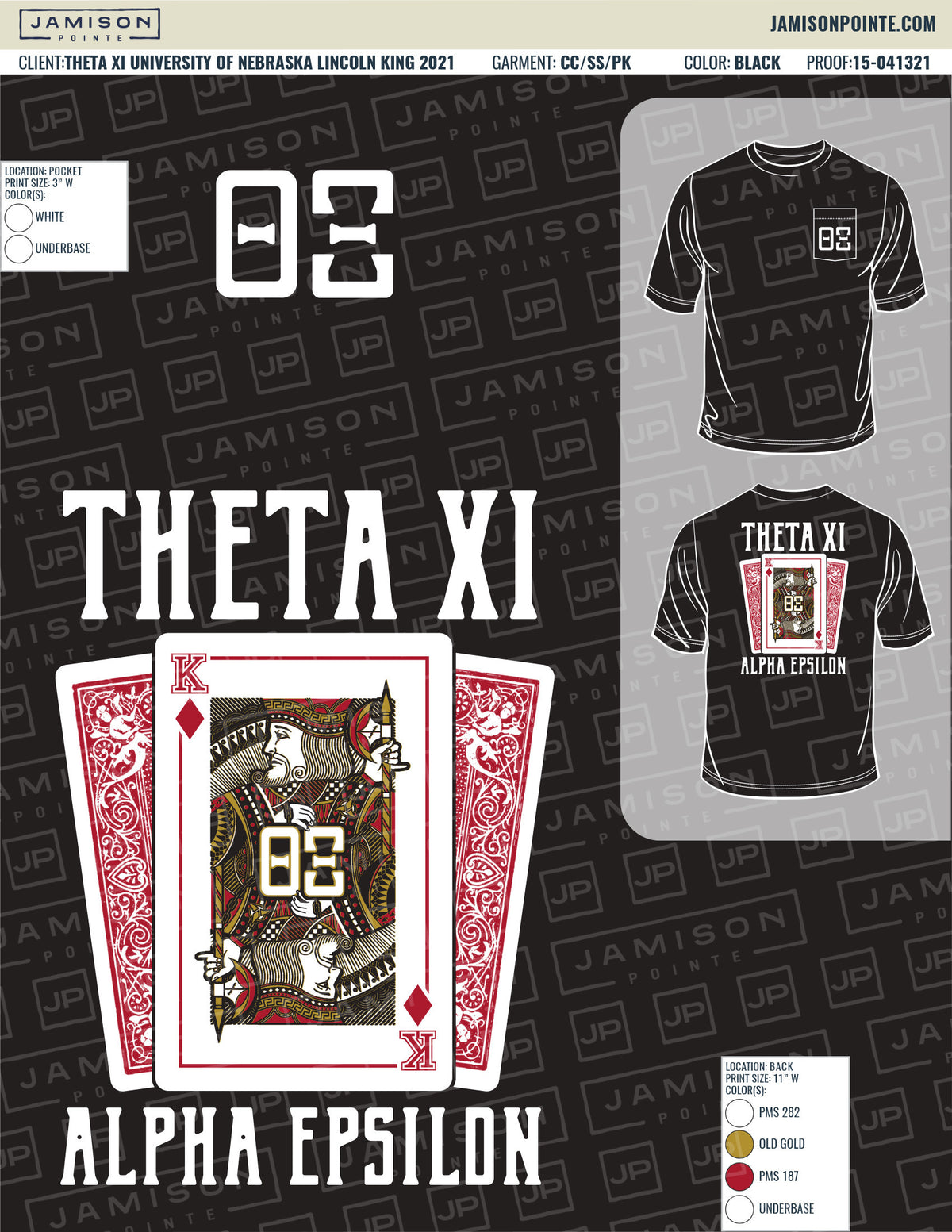 Theta Xi University of Nebraska Lincoln King T-Shirt