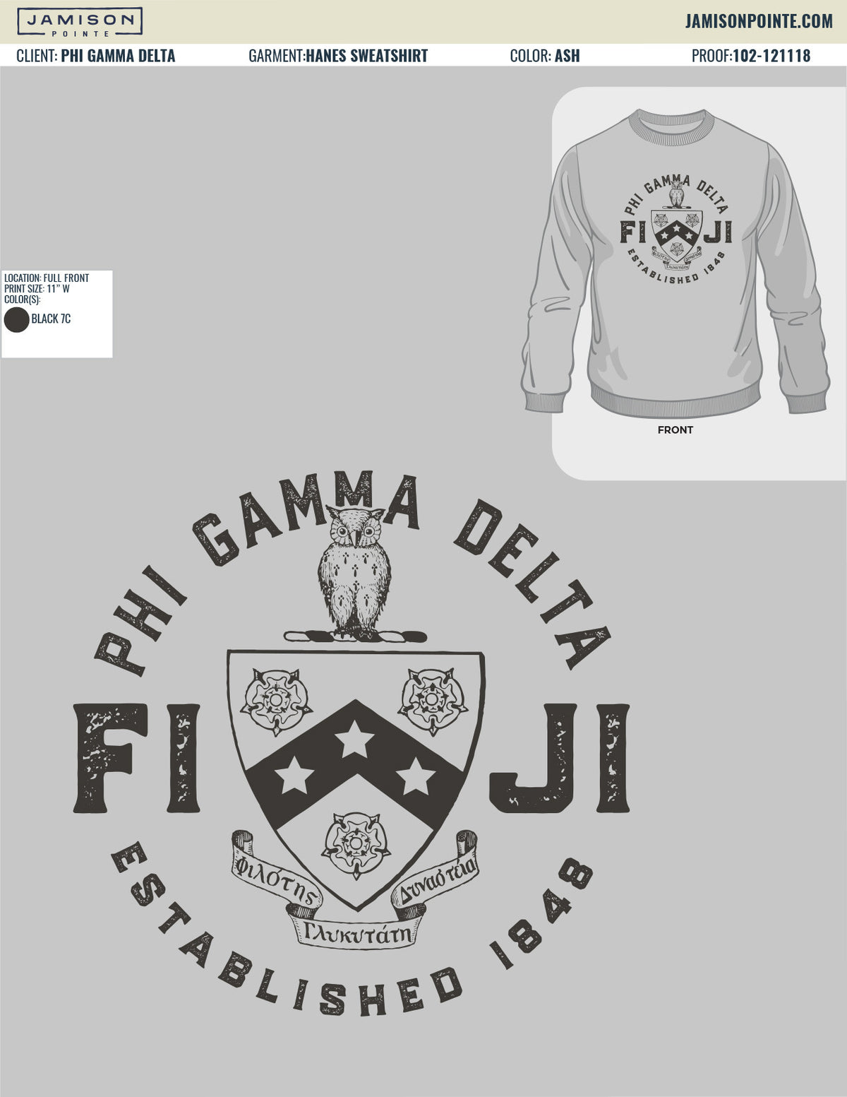 Phi Gamma Delta Classic Crest Sweatshirt