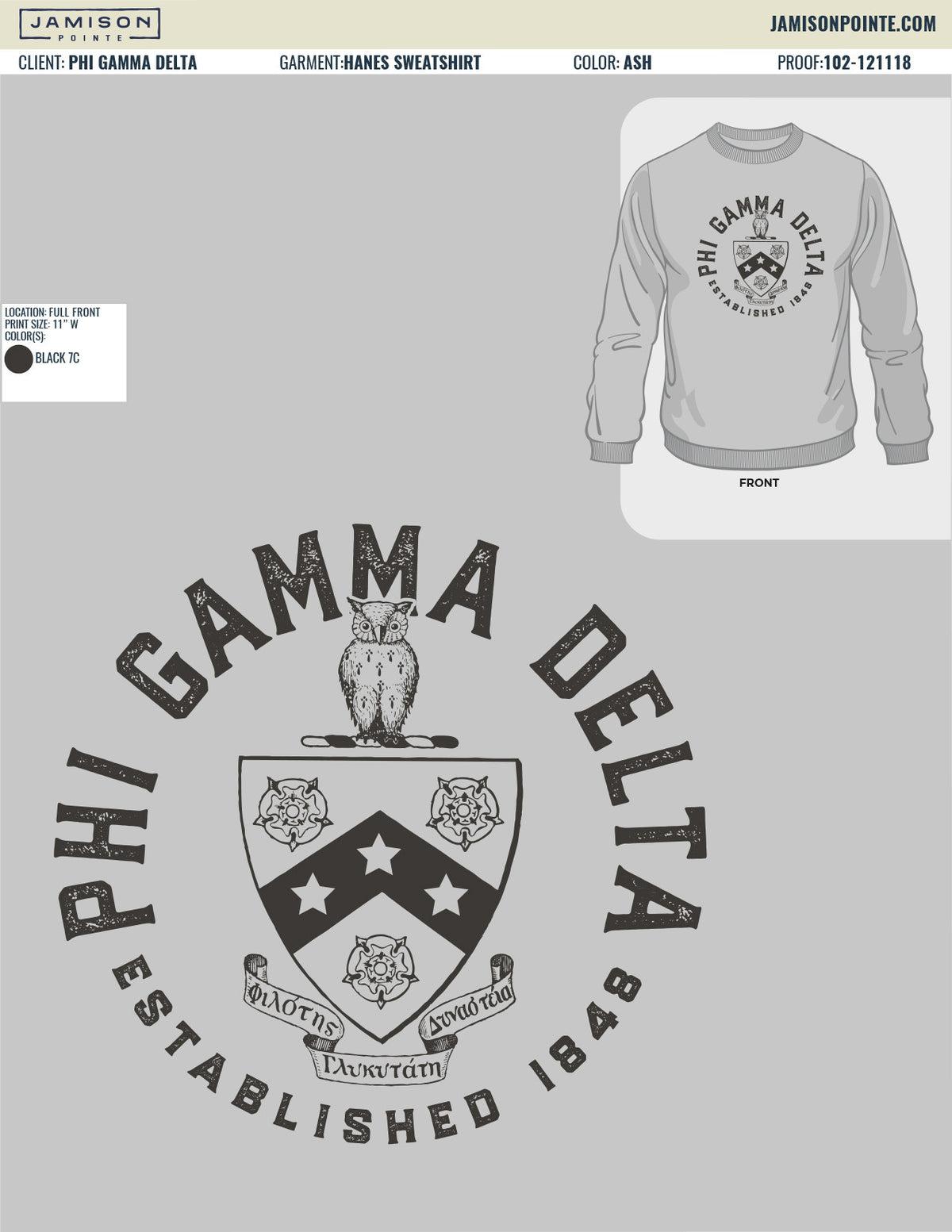 Phi Gamma Delta Classic Vintage Crew T-Shirt