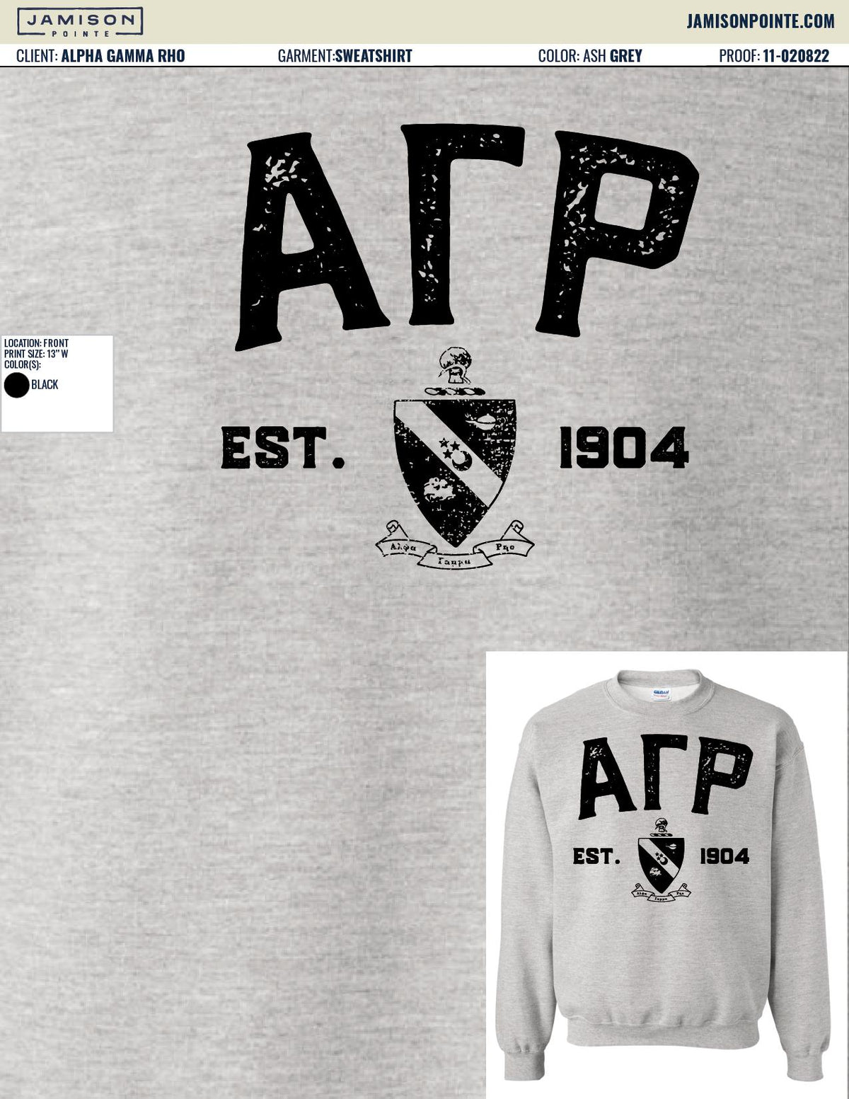 Alpha Gamma Rho Louisiana State University Crewnecks T-Shirt