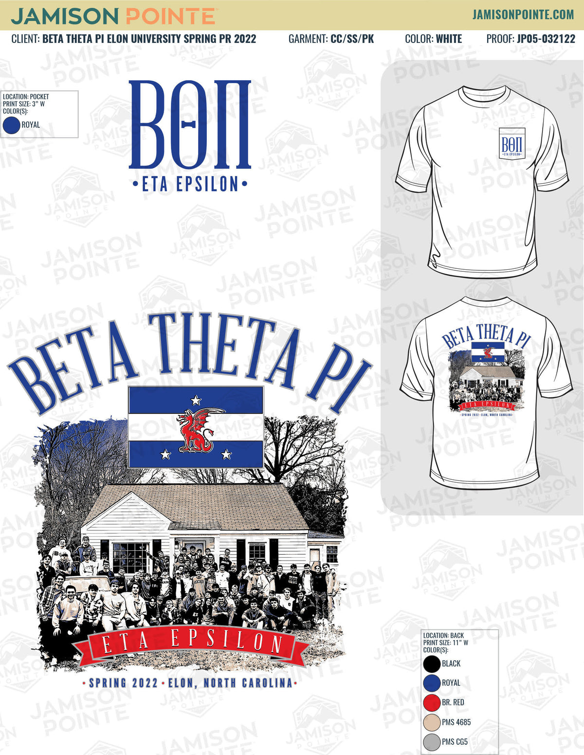 Beta Theta Pi Elon University Spring PR T-Shirt
